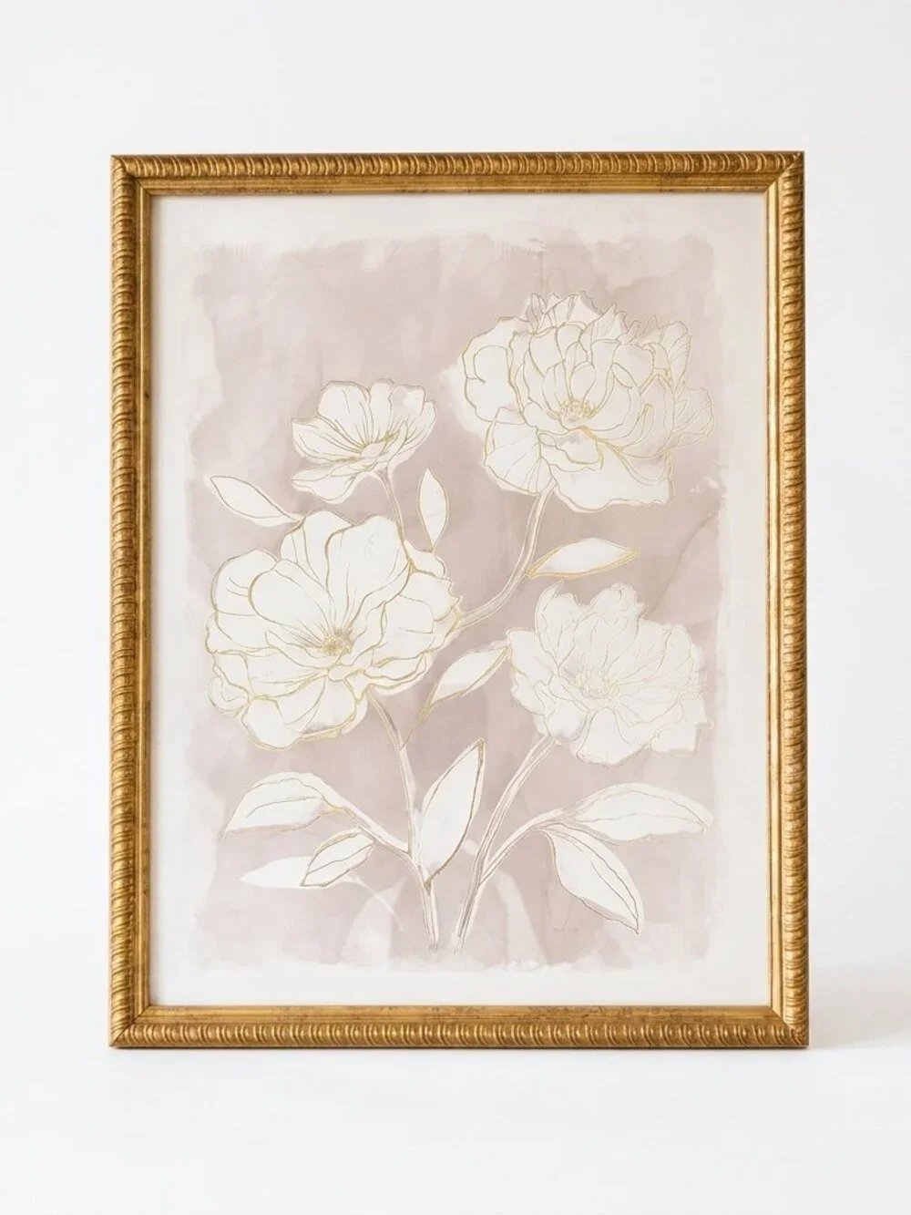 Framed Floral Wall Art Gold Frame Pink Botanical Print
